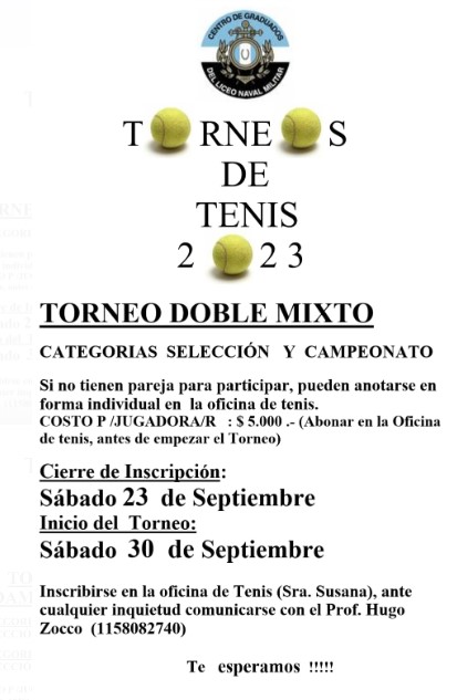 Torneo Dobles Mixto 2023